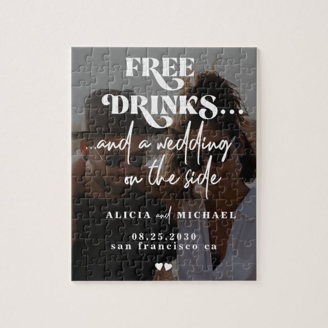 Funny Foto Moderne Hochzeit retten das Datum Puzzle (Vertikal)