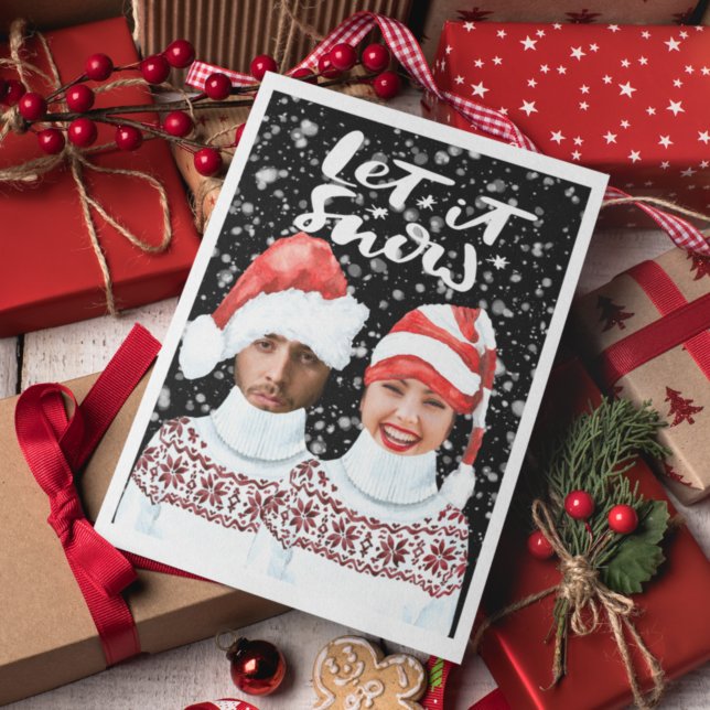 Funny Foto Personalisiert Weihnachten Let It Snow (Funny Photo Personalized Christmas Let It Snow Holiday Cards by Ricaso. Add your own faces)