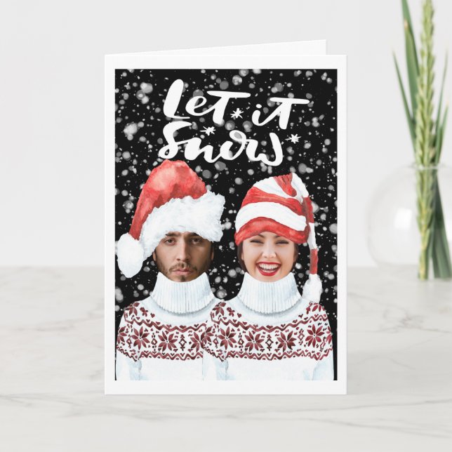 Funny Foto Personalisiert Weihnachten Let It Snow Karte (Vorderseite)