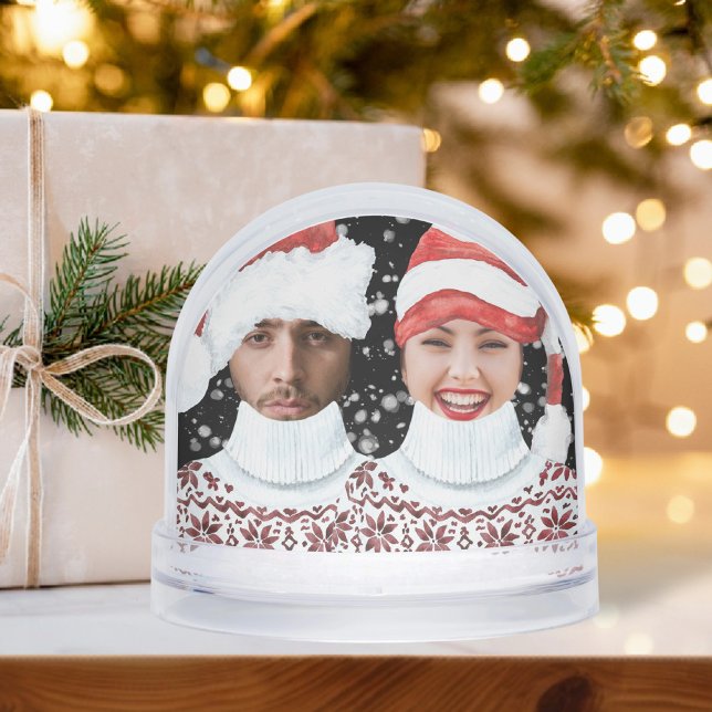 Funny Foto Personalisiert Weihnachten Let It Snow Schneekugeln (Funny Photo Personalized Christmas Let It Snow Snow Globe by Ricaso. Add two photos great gift idea)
