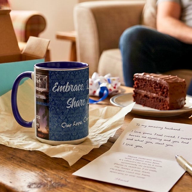 Funny Foto Personalisierte Geschenke für Ehemann B Tasse (Funny Photo Personalized Gifts for Husband Blue Mug)