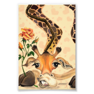 Funny Foto Print mit Romantischer Giraffe