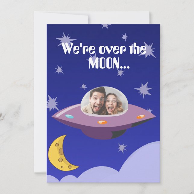 Funny Foto Raumschiff Wir sind über dem Mond und R Save The Date (Vorderseite)