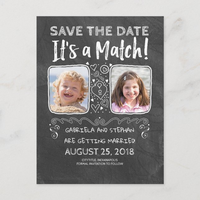 Funny Foto Save the Date - Es ist ein Match Ankündigungspostkarte (Vorderseite)