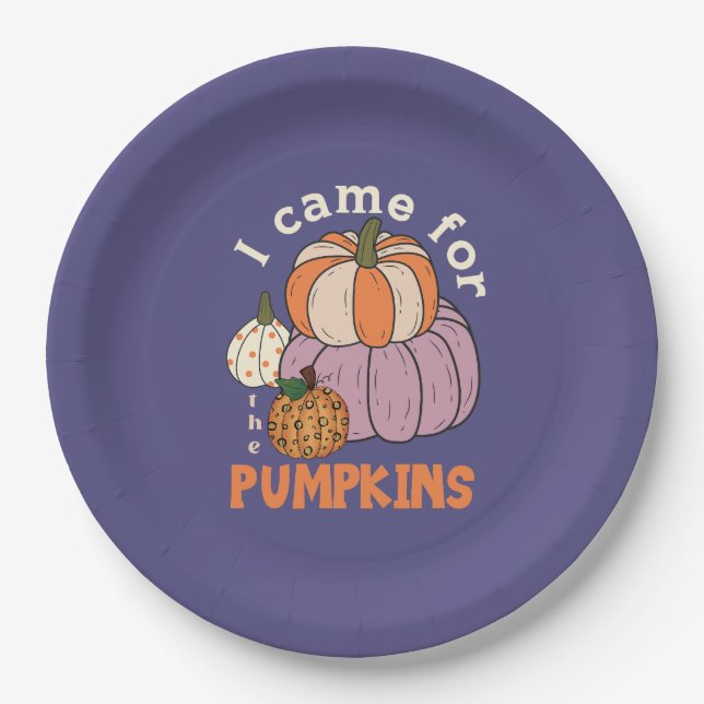 Funny Four Pumpkins Fall Pappteller (Vorderseite)