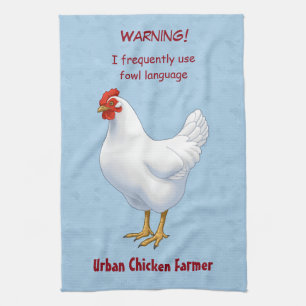 Funny Fowl Language Urban Chicken Bauer Handtuch