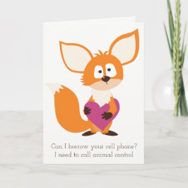 Funny Fox and Heart Valentine's Day Card Feiertagskarte