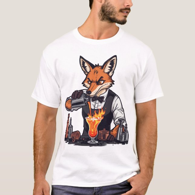 Funny Fox Bartender Shirt  (Vorderseite)
