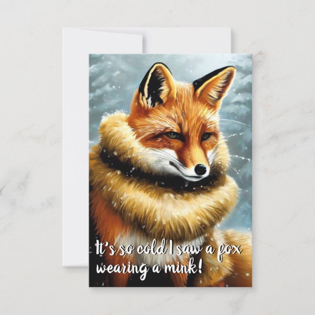 Funny Fox in Mink New Year's Eve Einladung (Vorderseite)