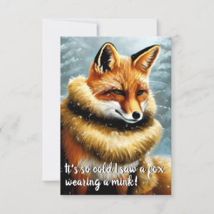 Funny Fox in Mink New Year's Eve Einladung