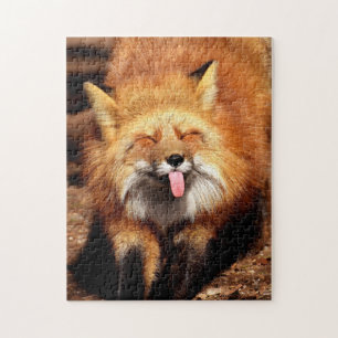 Funny Fox Sticken Es ist Zunge-Out Puzzle