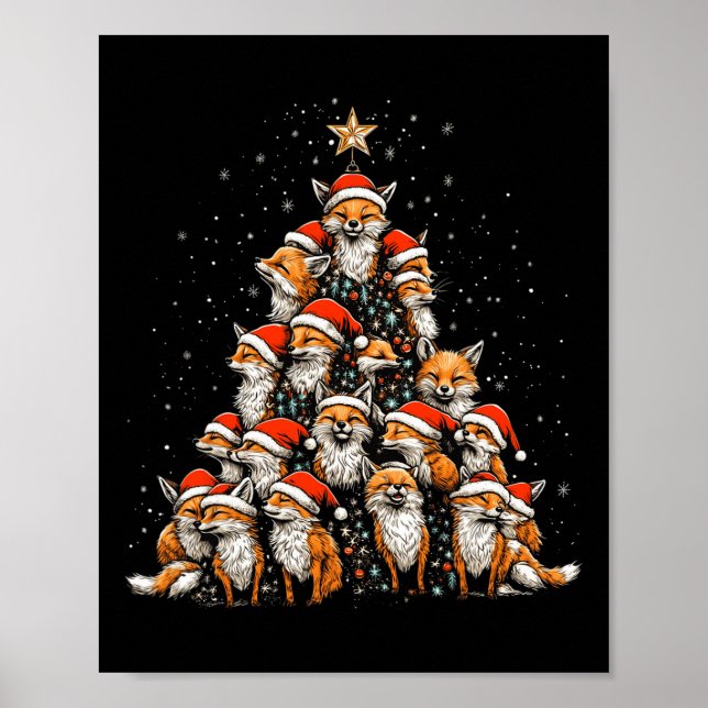 Funny Fox Weihnachtsbaum Füchse Xmas Fox Lover Kin Poster (Vorne)