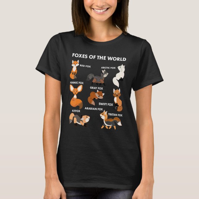 Funny Foxes Of The World Shirt Foxes Lovers Gifts  (Vorderseite)