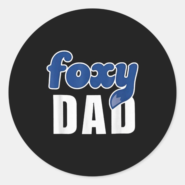 Funny Foxy Dad  Runder Aufkleber (Vorderseite)
