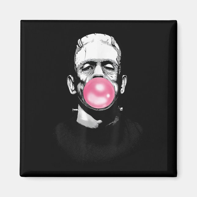 Funny Frankenstein Monster bläst ein bläsernes Gum Magnet (Vorne)