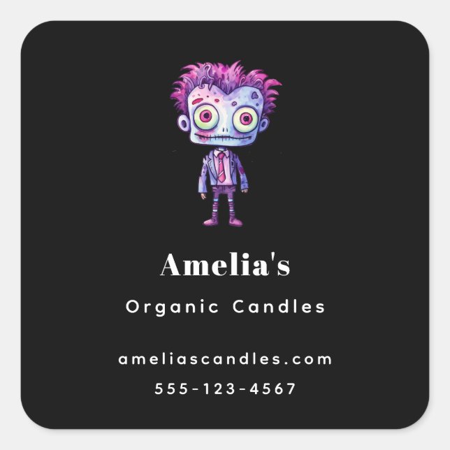 Funny Frankenstein Monster Halloween Fun Business Quadratischer Aufkleber (Vorderseite)