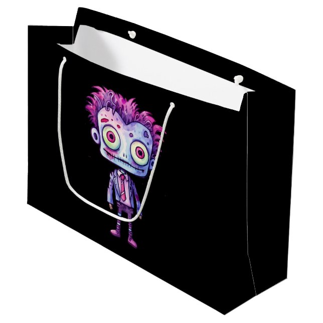 Funny Frankenstein Monster Halloween Spaß Große Geschenktüte (Vorderseite Schrägansicht)