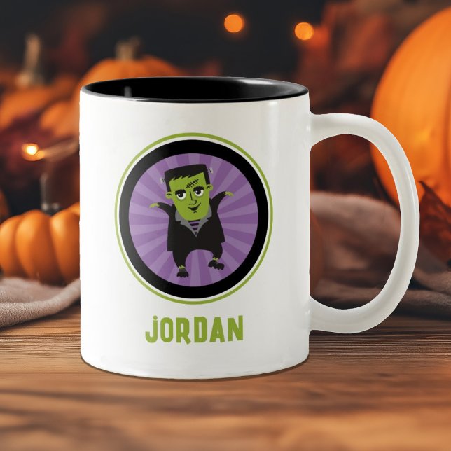Funny Frankenstein Monster Halloween Zweifarbige Tasse (A fun Halloween Frankenstein mug)