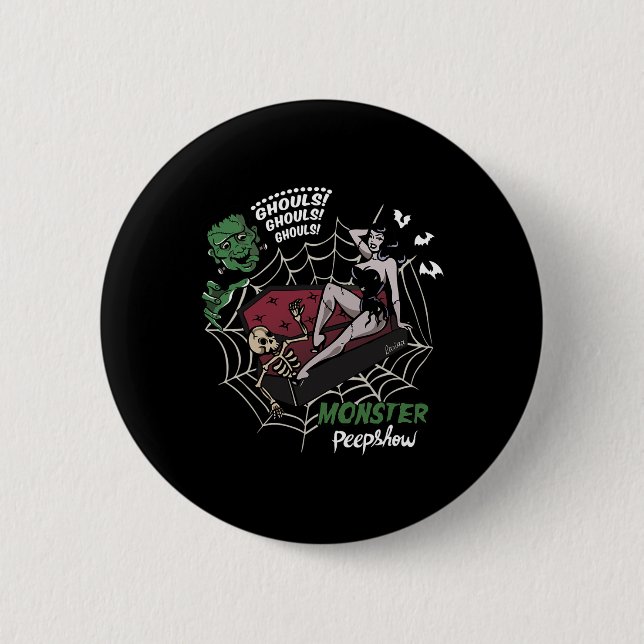 Funny Frankenstein Monster liebt Monster Bunniesh Button (Vorderseite)