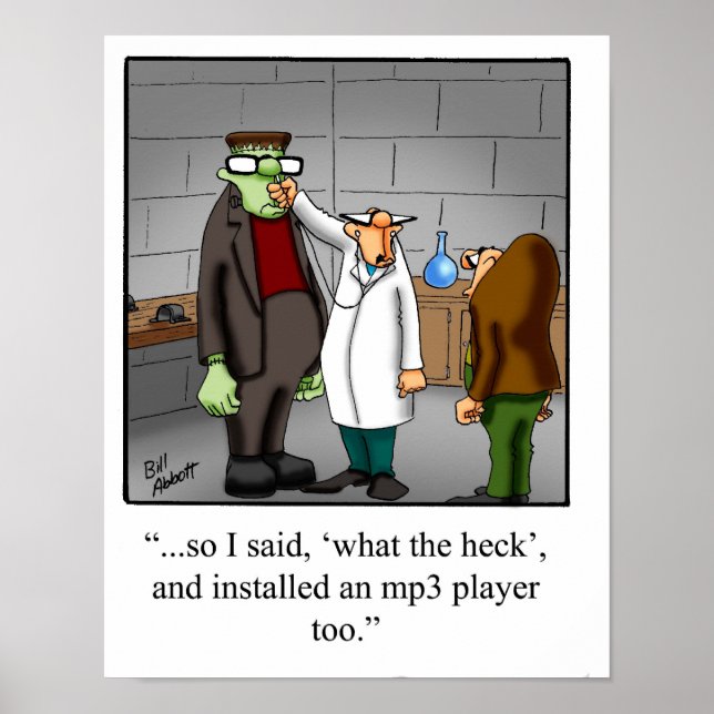 Funny Frankenstein Monster mp3player Poster (Vorne)
