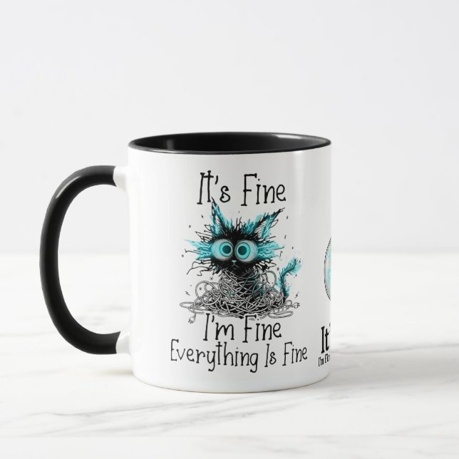 Funny Frazzled Cat Everything Is Fine Office Coffe Tasse (Links)