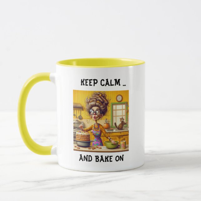 Funny Frazzled Lady Baker Cartoons Tasse (Links)