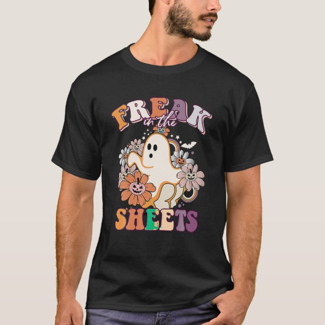 Funny Freak in der Sheet Boo Sheets Ghost Spooky H T-Shirt (Vorderseite)