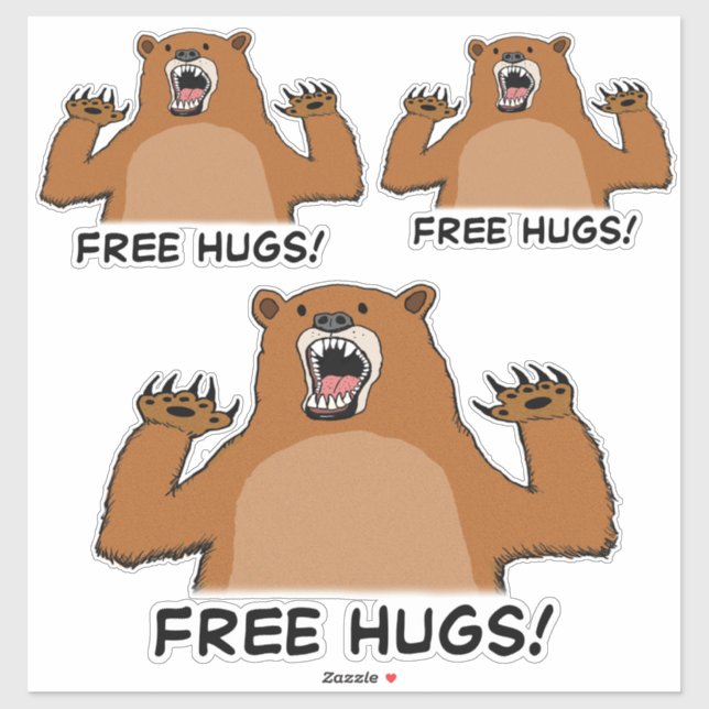 Funny Free Bear Hugs Aufkleber (Blatt)