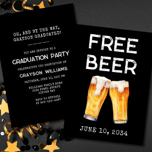 Funny Free Beer 2024 Graduation Party Einladung