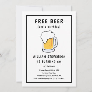 Funny Free Beer Joke Simple Man 60. Geburtstag Einladung
