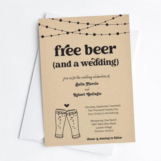 Funny Free Beer Theme Wedding Einladung (Von Creator hochgeladen)