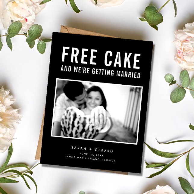 Funny Free Cake Foto Hochzeit speichern Sie das Da Ankündigungspostkarte (Funny Free Cake Photo Wedding Save the Date)