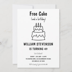 Funny Free Cake Joke Simple Quirky 49. Geburtstag Einladung