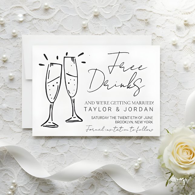 Funny Free Drinks and We're Getting Married  Save The Date (Von Creator hochgeladen)