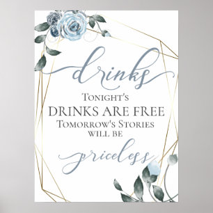 Funny Free Drinks Bar Menu Sign Poster