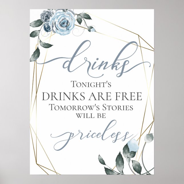 Funny Free Drinks Bar Menu Sign Poster (Vorne)
