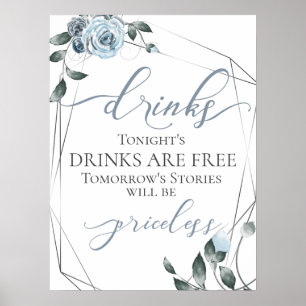 Funny Free Drinks Bar Menu Signieren Silber Poster
