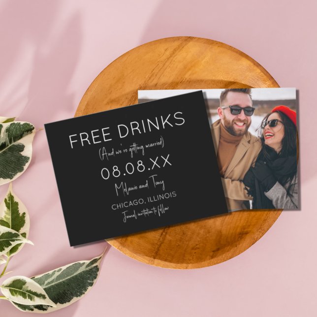 Funny Free Drinks Foto Einfache Hochzeit Save The Date (Von Creator hochgeladen)