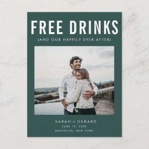 Funny Free Drinks Foto Hochzeit retten das Datum Ankündigungspostkarte