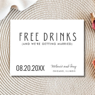 Funny Free Drinks Foto Hochzeit retten das Datum Ankündigungspostkarte