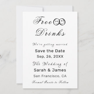 Funny Free Drinks Foto Hochzeit retten das Datum Einladung