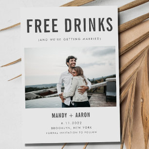 Funny Free Drinks Foto Hochzeit retten das Datum Save The Date