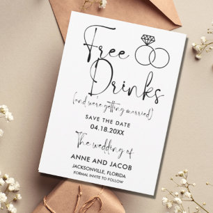 Funny Free Drinks Foto Hochzeit retten das Datum Save The Date