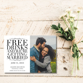 Funny Free Drinks Foto Hochzeit retten das Datum Save The Date