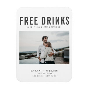 Funny Free Drinks Foto Hochzeit retten Datum Magnet
