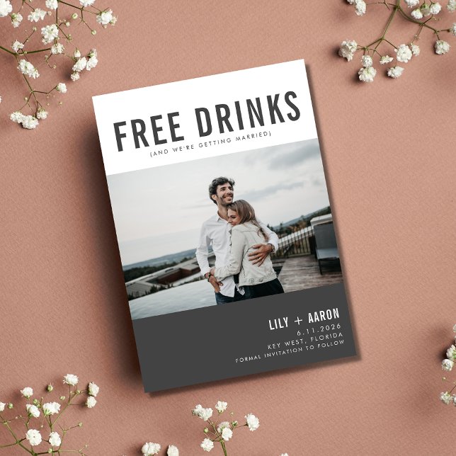 Funny Free Drinks Foto Moderne Hochzeiten Save The Date (Von Creator hochgeladen)
