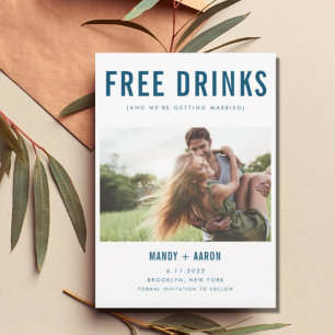 Funny Free Drinks Foto Verlobung Hochzeit Save The Date