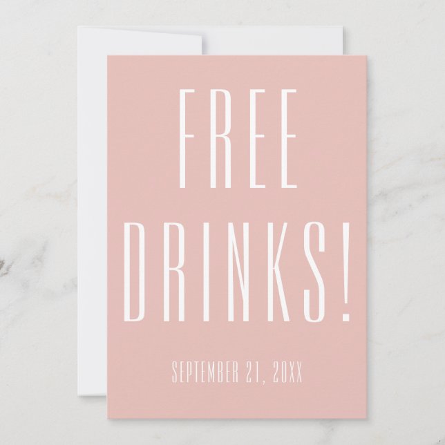 Funny Free Drinks Hochzeit Rose Gold Save the Date (Vorderseite)