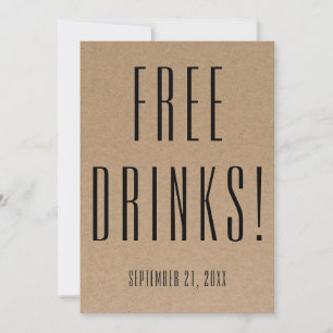 Funny Free Drinks Wedding Kraft Save the Date