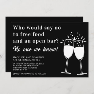 Funny Free Food Open Bar Lässig Hochzeit Einladung